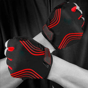 Workout <b>Weight</b> Lifting Half Finger Leather <b>Gym</b> Gloves with Wrist Wrap Support for Unisex Sports Use-Wholesale - Product Image 3