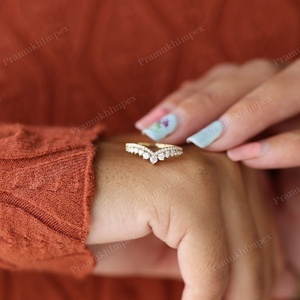 Thời Trang Mới Ban Nhạc Đám Cưới 10K Rắn Vàng Igi Chứng Nhận Phòng Thí Nghiệm Grown Kim Cương <span class=keywords><strong>Chevron</strong></span> Phù Hợp Với Ban Nhạc Bán Buôn Giá Cho Phụ Nữ Ban Nhạc - Product Image 2