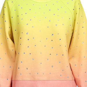 Sweat-shirt d'hiver tie-dye pour femme, polaire, col rond, pull oversize avec logo en strass sur le devant, écologique - Product Image 6