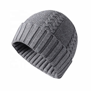 Winter Hats Y2K Style Unisex Knit Beanie Warm Rubber Patch Jacquard Personalized <b>100</b>% Wool Trendy Soft Cuffed Headwear for Beach - Product Image 4