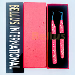 Pincettes d'extension de cils en acier inoxydable avec revêtement en gel Pointes en fibre polie anticorrosive Prise en main durable pour tous les types de pointes - Product Image 2