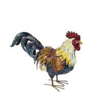 Vente en gros de sculpture de coq en fer, queue de plumes en métal décoratif pour jardins extérieurs, jardin, économie de fret, coq