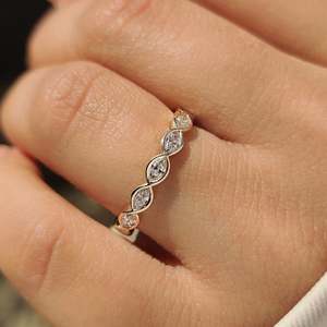 Eternity Style Marquise Diamond <b>Wedding</b> Band Elegant Diamond Rings for Brides and Grooms - Product Image 1