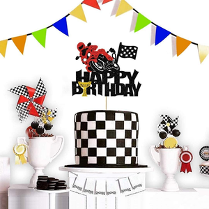 Décoration de Gâteau d'Anniversaire de Moto à Paillettes, Thème de Vélo de Course, pour Hommes et Filles, Fournitures de Fête d'Anniversaire - Product Image 5