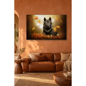 Impression sur toile Fida Gray Wolfdog Among Falling Leaves - Product Image 3
