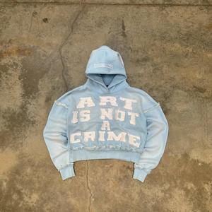 Jersey personalizado de felpa francesa de algodón pesado de alta calidad, bordado desgastado, lavado con ácido, Sol, se desvanece, Sudadera con capucha Vintage para hombres - Product Image 2