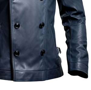 Manteau long en cuir véritable authentique pour homme, noir, vêtement d'extérieur d'hiver, coupe ajustée, classique, écologique, respirant, personnalisé, épais - Product Image 4