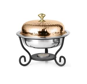 Platos de frotamiento de metal martillado Chafes de acero inoxidable y calentadores de comida de buffet para equipos de restaurante y catering - Product Image 1