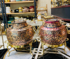 หรูหราแขวนจานสแตนเลสลายดอกไม้อย่างยั่งยืนดอกไม้ทองเหลืองโบราณสีเงินขนาด8ลิตร - Product Image 4