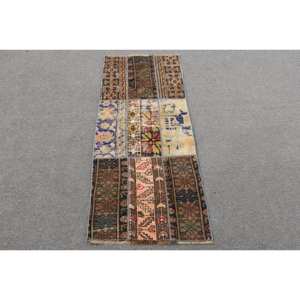 Vintage <b>Brown</b> Blue Patchwork Turkish <b>Wool</b> Eco Friendly Medium Pile Rug 21 X 48ft Flat Weave Dining Room Carpet Latex Backing 4m - Product Image 1