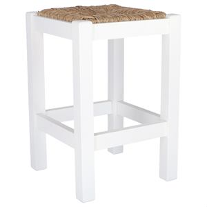 WELL HOME Panca in Legno Rustico Finitura Bianca 32.5x32.5x48.5 cm Sgabello Basso o Pouf - Product Image 5