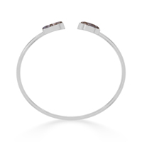 Pulsera Ajustable de Plata de Ley 925 de Primera Calidad con Acabado de Alta Gama, Diseño Moderno, Coral Fósil Negro, Cabujón Ovalado con Engaste de Bisel, Unisex