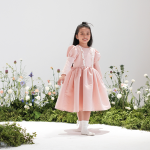 Vestido de tela de tafetán Rosa peonía con cuello redondo de alta calidad Mini tutú hecho a mano para fiestas de verano de niñas cumpleaños OEM/ODM niños - Product Image 4