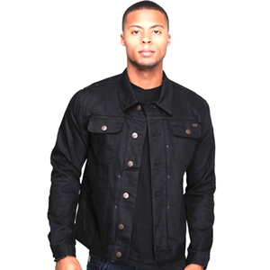 Veste en jean noire bon marché avec logo de marque de haute qualité avec modèle d'usine vente en gros de veste en jean pour homme au Royaume-Uni - Product Image 1