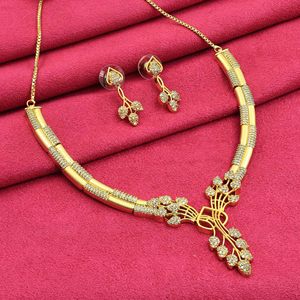 ชุดเครื่องประดับอัญมณีทำจากหินไมโครทอง14K 18K 24K ชุดเครื่องประดับออกแบบลายดอกไม้ชุบทองทำจากวัสดุเคลือบสี - Product Image 1