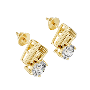 Boucles d'oreilles en diamant de laboratoire rond brillant de 2,5 carats, clarté VVS-VS EF, or 18 carats, 14 carats, 10 carats et argent 925, rose, jaune, blanc - Product Image 4