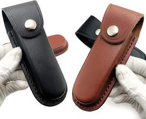 Funda de cuchillo de bolsillo EDC de cuero de grano completo hecho a mano con logotipo personalizado y soporte OEM funda de cuchillo de cuero hecha a mano - Product Image 5