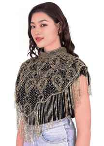 Vestido de fiesta de noche con flecos bordado a mano multiusable, diseño perfecto para ropa de Club, lujosa capa brillante pesada con cuentas a mano - Product Image 5