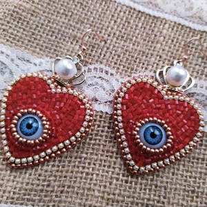 Boho <b>bead</b> earrings with turquoise design andy cascading <b>fringe</b>, unique jewelry gift - Product Image 1