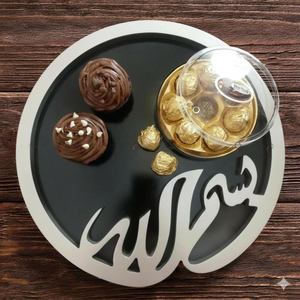 Plateau de service en bois artisanal de haute qualité le plus vendu Plateau décoratif élégant pour le Ramadan et l'Aïd Plateau alimentaire - Product Image 1