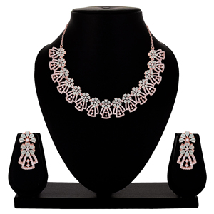 Conjunto de collares de oro rosa AD, collares llamativos de moda, latón de cobre con perla de diamante, estilo religioso - Product Image 1