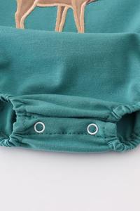 Vestido de bebé de burbuja azul con apliques de ciervo Traje de algodón ligero suave y cómodo para todas las estaciones - Product Image 4