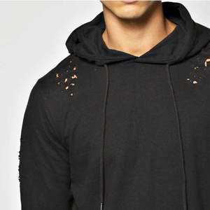Sudaderas con capucha bordadas de angustia de gran tamaño con diseño único más vendido al por mayor Sudadera con capucha bordada de angustia de ropa de calle de alta calidad - Product Image 2