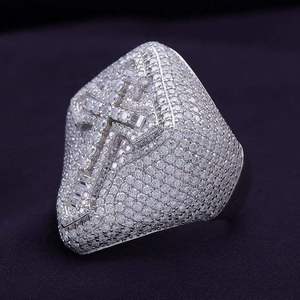 11.00 Carat VVS Moissaniote Round & Baguette Cut Diamond <b>Ice</b> Out Wedding <b>Ring</b> Jewelry For Men's 925 Sterling Silver - Product Image 3