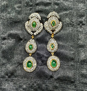 REYES lujo Real diamante victoriano pendientes hechos a mano 14K oro plata esterlina 925 Esmeralda piedra preciosa fiesta desgaste joyería de lujo - Product Image 1