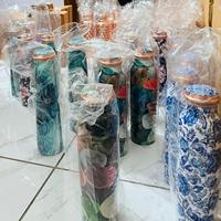 Bouteille d'eau en cuivre pur 1000 ml – Hydratation quotidienne, style de vie ayurvédique, détox, bien-être, fitness, yoga, voyage, gym, école, bureau, camping