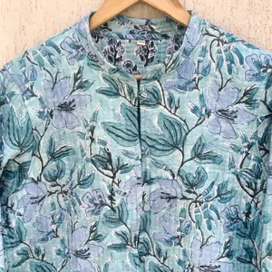 Chaquetas acolchadas florales de algodón, chaqueta vintage de invierno de estilo gitano bohemio, chaqueta kantha Reversible Bohemia para mujeres y niñas - Product Image 2