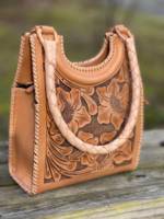 Nouveau Sac Fourre-tout Hobo Bohème Vintage en Cuir Véritable 100% Style Western 2026, Fait Main avec Motifs Floraux Sculptés