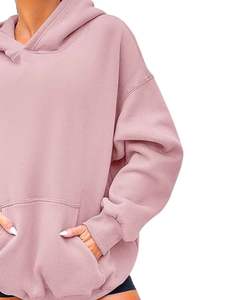 Sweat à capuche rose pâle pour femme, sweat-shirt en polaire surdimensionné et chaud avec capuche, vêtement d'hiver confortable, style décontracté, poche kangourou - Product Image 2