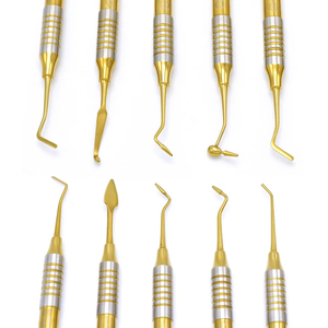 Juego de 5 piezas de instrumentos dentales de precisión con puntas doradas, ligeros, para relleno de composite, manuales, de acero inoxidable, para puente óseo, CE - Product Image 3