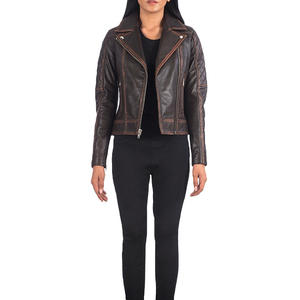 Veste en cuir véritable pour femme avec coupe décontractée, légère, écologique et imperméable, doublure en lin/nylon, design simple et propre - Product Image 6