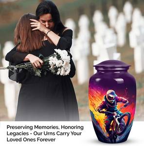 Urna de motorista paseo decorativa para cenizas humanas cremación para cenizas adultos funerario urnas conmemorativas personalizadas - Product Image 4