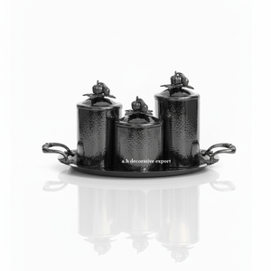 Juego de Recipientes de Almacenamiento de Cocina de Metal Martillado Plateado, Hechos a Mano, con Tapas Ecológicas Aptas para Lavavajillas - Product Image 1