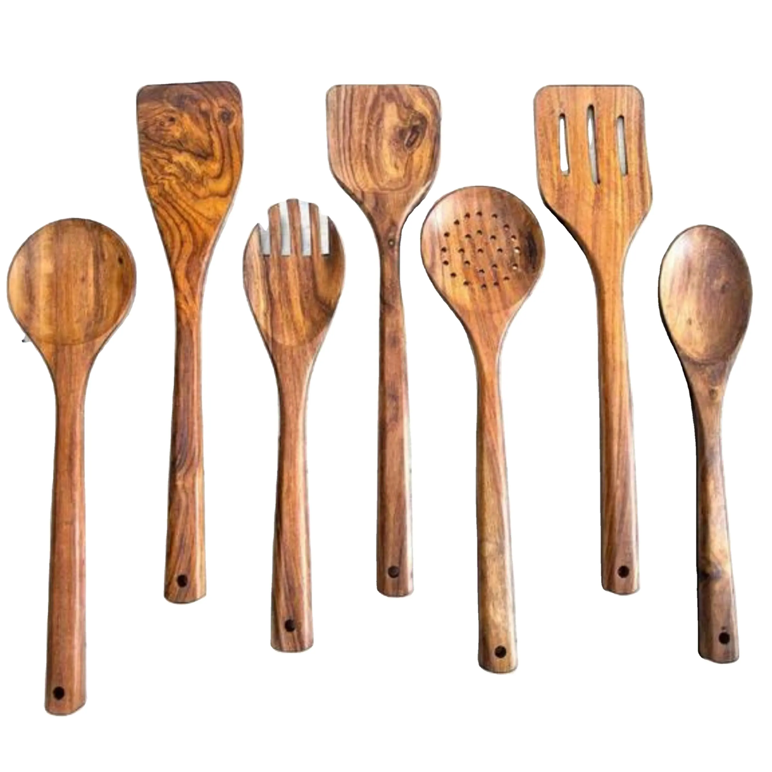 agate Wooden Kitchen Cooking Tools And Utensils Set Wood Spatula Soup Ladle Slotted Ladle Pasta Spoon