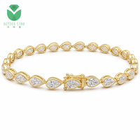 Bracelet tennis de luxe certifié IGI avec diamants de laboratoire taille poire en or jaune 14K 18K D VVS CVD HPHT sur mesure, vente en gros Betterstar