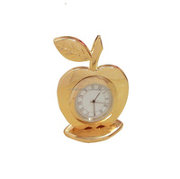 Horloge de bureau en forme de pomme plaquée or pour la vaisselle, nouvelle horloge de bureau avec Base en marbre, nouvelle horloge de bureau en métal pour la décoration de Table de la maison