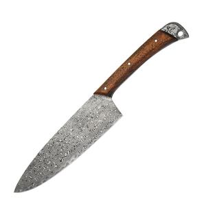 Commandes en gros personnalisées Service OEM ODM Couteau de chef de cuisine professionnel en acier Damas lame tranchante fixe faite à la main - Product Image 1