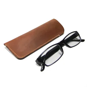 2024 OEM service low MOQ leather eyeglasses case custom made top quality leather made sunglasses pouch