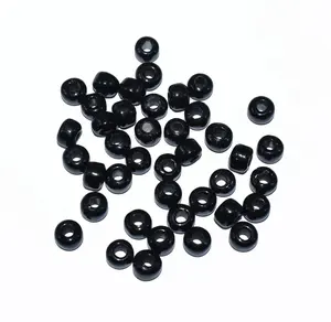 Opaque Matte Black 8mm & 4mm Round Seed <b>Beads</b> Loose Spacer <b>Crystal</b> <b>Lampwork</b> <b>Glass</b> <b>Beads</b> for Jewelry & Decorative Lighting - Product Image 2