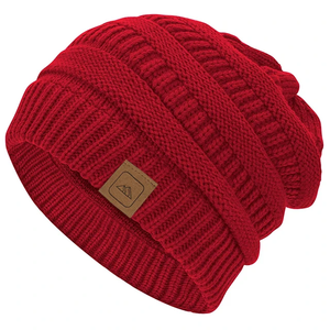 Gorro Slouchy Skully de invierno a la moda para mujer, gorro cálido de lana Merino grueso y suave, gorro tejido con Cable elástico, logotipo personalizado con carácter - Product Image 1