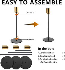 Porte-bougie conique argenté noir mat paraffine or décoration de la maison pour les chandeliers élégants de fête - Product Image 6