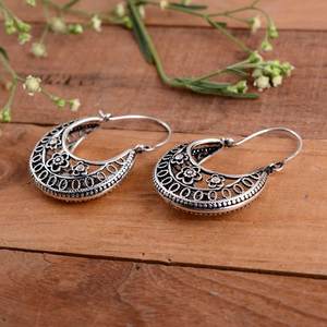 ต่างหูเงิน925ห่วงเล็กๆสไตล์โบฮีเมียนแบบเกลียวแนววินเทจชนเผ่าสำหรับงานแต่งงานและของขวัญ - Product Image 3
