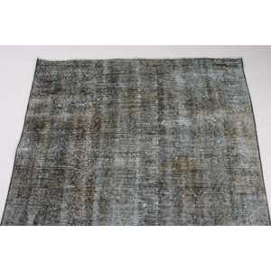 Tapis traditionnel turc écologique en patchwork gris en laine de 4,3 x 7,9 pieds avec envers en latex - Product Image 5