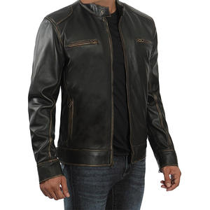 เสื้อแจ็คเก็ตหนังแขนยาวแฟชั่นฤดูหนาวสำหรับผู้ชาย คอตั้ง สไตล์ลำลอง ไม่มีฮู้ด - Product Image 5