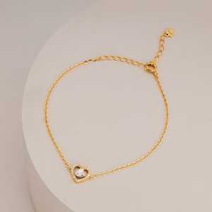 92.5 <b>Silver</b> <b>Bracelet</b> 191283 Heart-Shaped Religious <b>Charm</b> <b>Bracelet</b> with Diamond & Pearl Rhodium & Gold Plated Gift - Product Image 2
