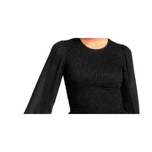 Camicetta da Donna Leyden Chic Vintage con Peplum Arricciato, Nera, Taglia XL, Colletto Alto, Dettaglio con Volant, Fantasia a Pois, in Viscosa Chiffon - Product Image 2